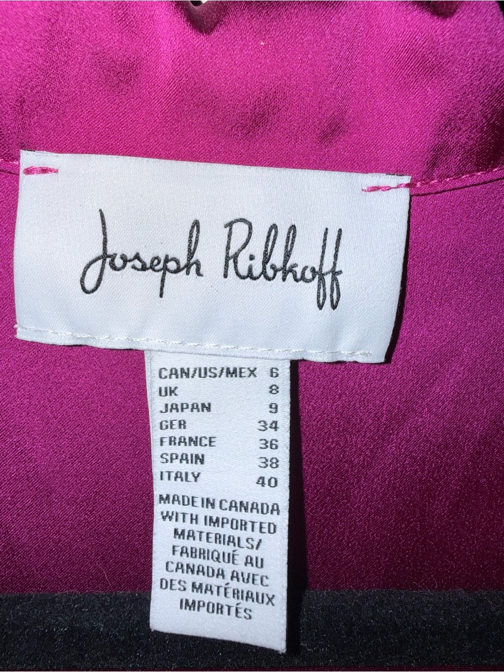 Joseph Ribkoff Bright Fuchsia Satin V-Neck Blouse Size 6 - Picture 7 of 12